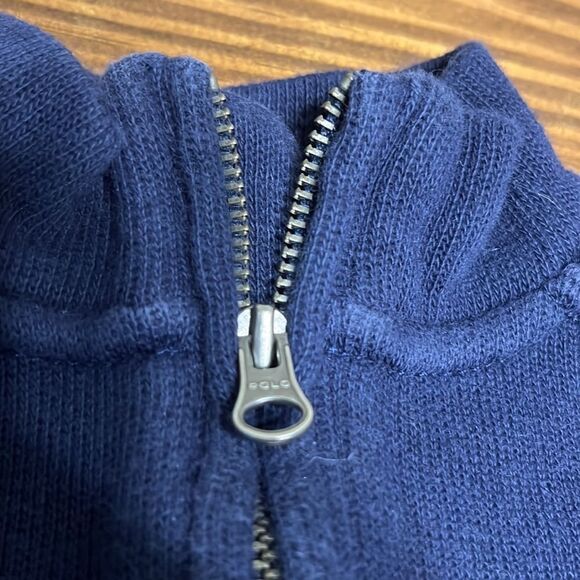 POLO Ralph Lauren Infant Cotton Navy Blue 1/4 Zip Pullover - Picture 3 of 6